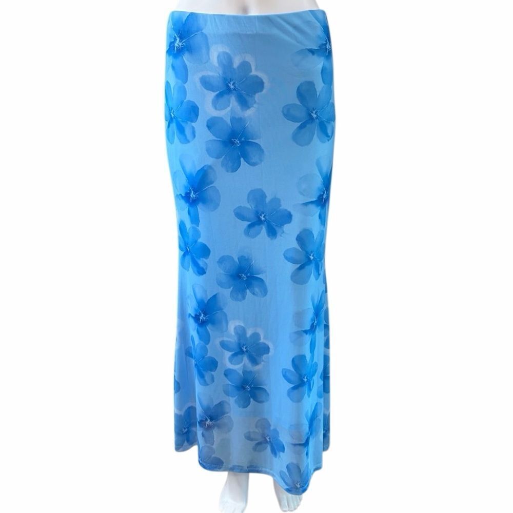 SHEIN Blue Floral Maxi Skirt Size Medium